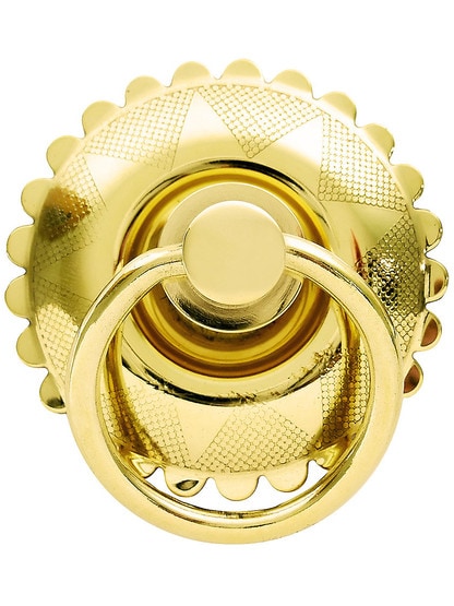 Large Eastlake Round Ring Pull in Unlacquered Brass